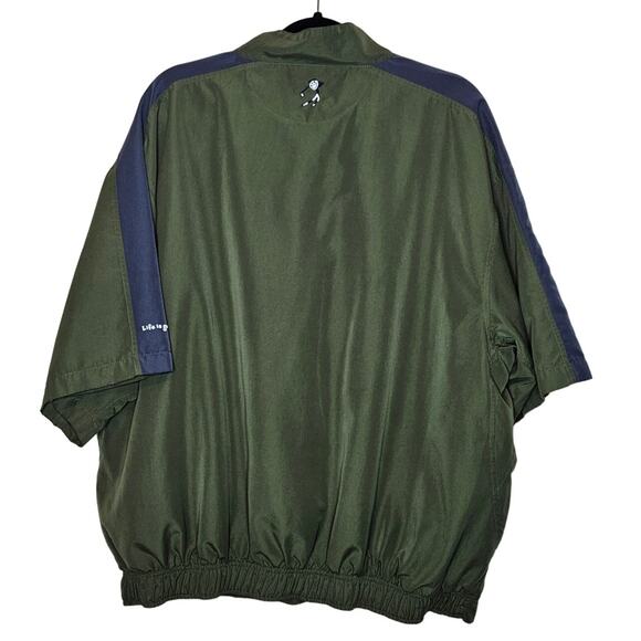 Life Is Good Green Grey Windbreaker Golfer shirt sleeved Pullover sz XL - Picture 2 of 5